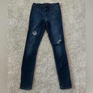 Hollister Dark Blue Distressed Skinny Jeans